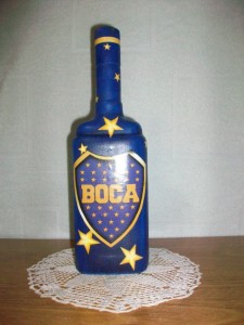 Botella pintada + decoupage