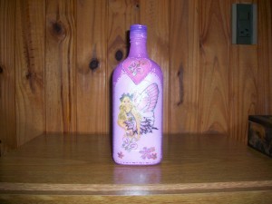 Botella pintada + decoupage