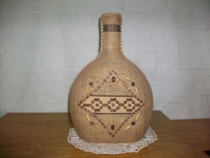 Botellón forrado con arpillera + accesorios