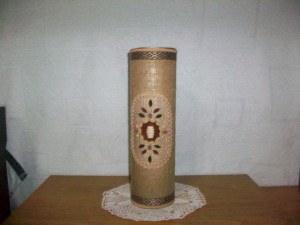 Estuche forrado con arpillera + accesorios