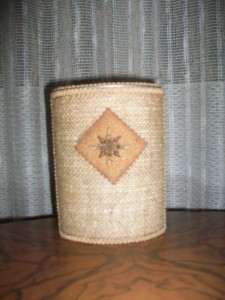 Estuche forrado con arpillera + accesorios