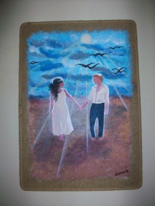 Mural con diseño (Pareja en la playa)